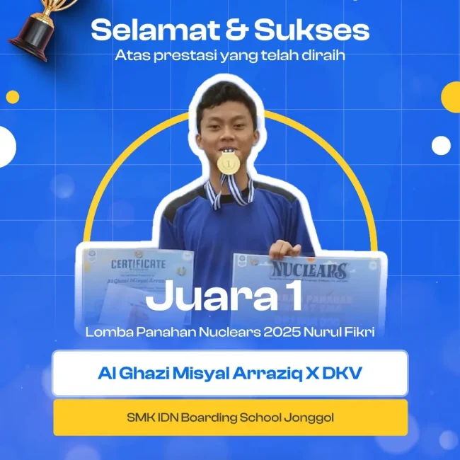 Al Ghazi Misyal Arraziq dari SMK IDN Jonggol saat bertanding di kompetisi Panahan NUCLEARS 2025.