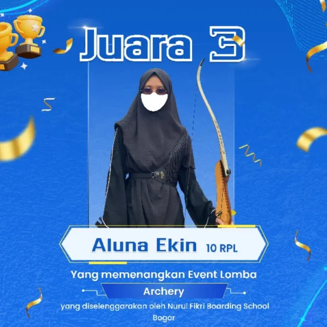 Aluna Ekin Kehara, santri akhwat SMK IDN Boarding School, meraih Juara 3 dalam lomba Archery di ajang NUCLEARS 2025.