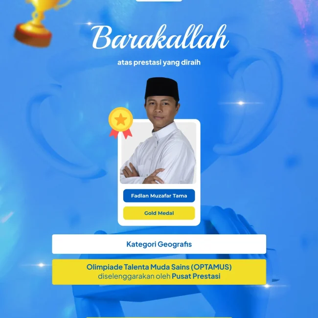 Santri IDN Boarding School Pamijahan meraih Medali Emas dalam OPTAMUS 2025 kategori Geografi