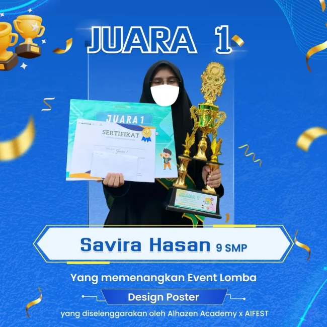 Santri IDN Boarding School Savira Hasan meraih Juara 1 lomba Design Poster