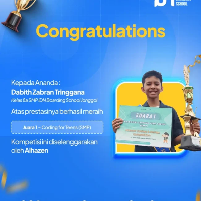 Dabith Zabran Trianggana meraih Juara 1 Thunkable AI Fest x Alhazen