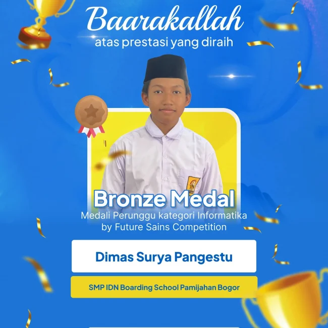Dimas Surya Pangestu peraih Medali Bronze Informatika Future Sains Competition