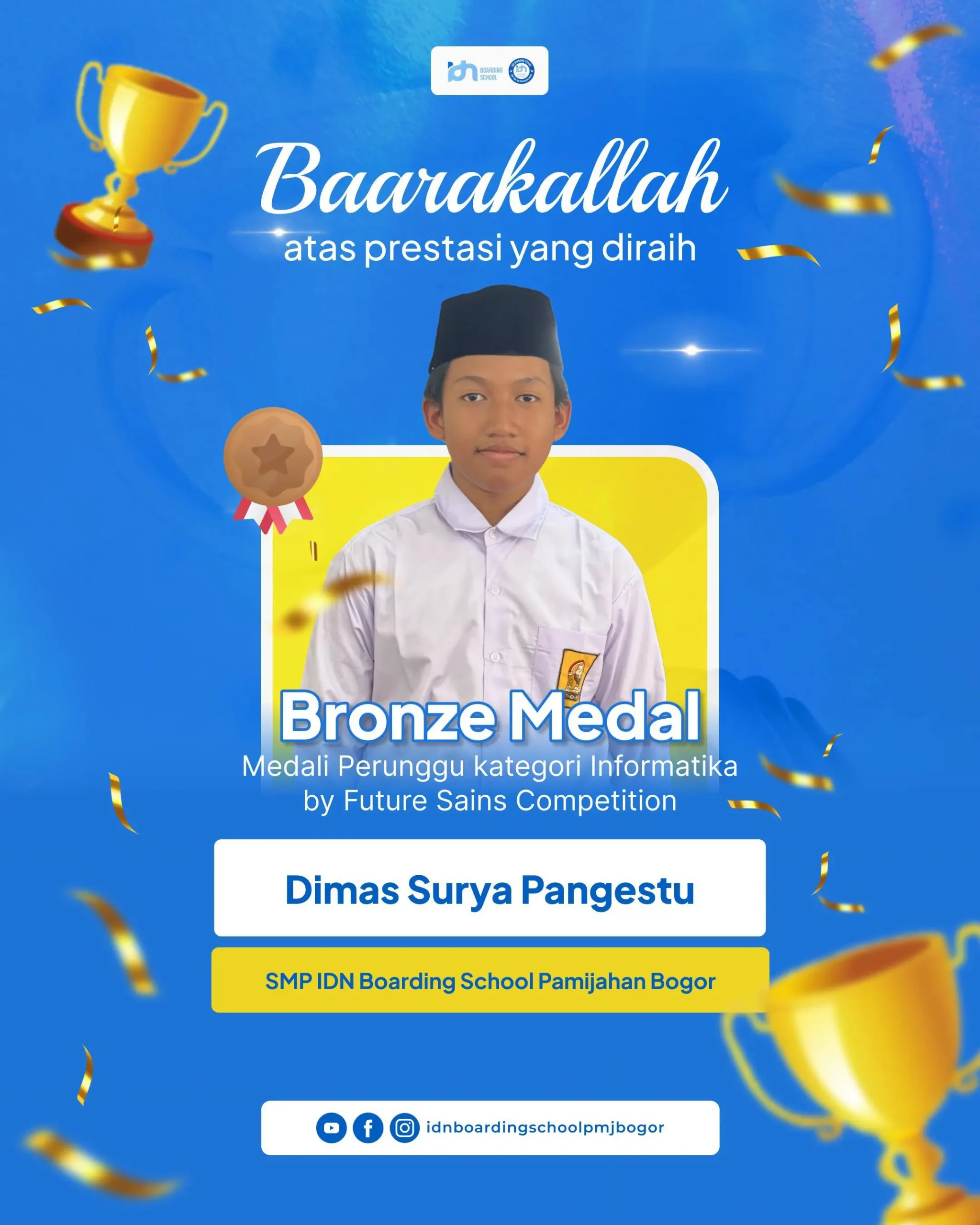 Dimas Surya Pangestu peraih Medali Bronze Informatika Future Sains Competition
