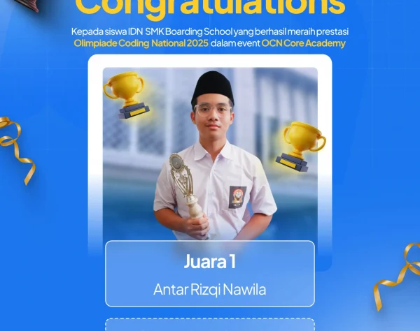 Antar Rizqi Nawila siswa IDN SMK Boarding School juara 1 coding nasional