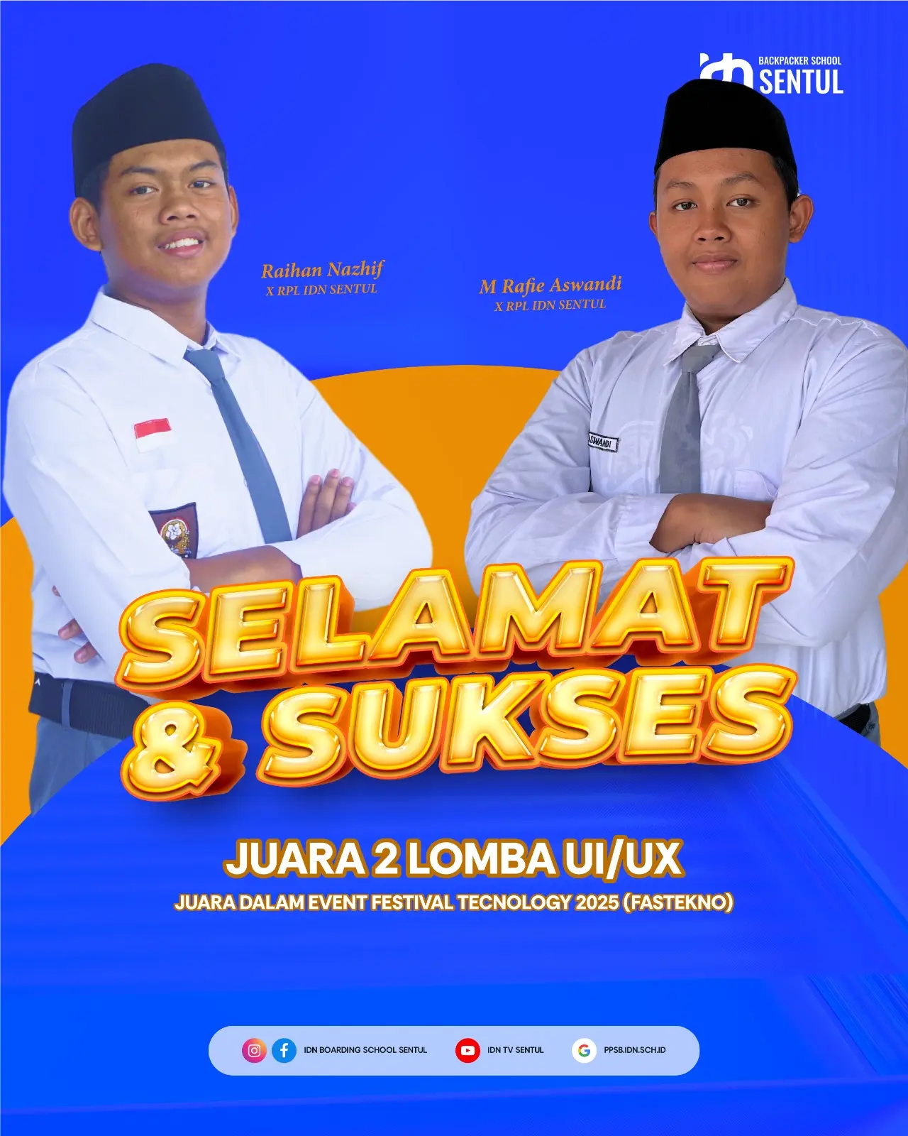 Santri SMK IDN Backpacker School raih Juara 2 UI/UX di Festival Teknologi 2025