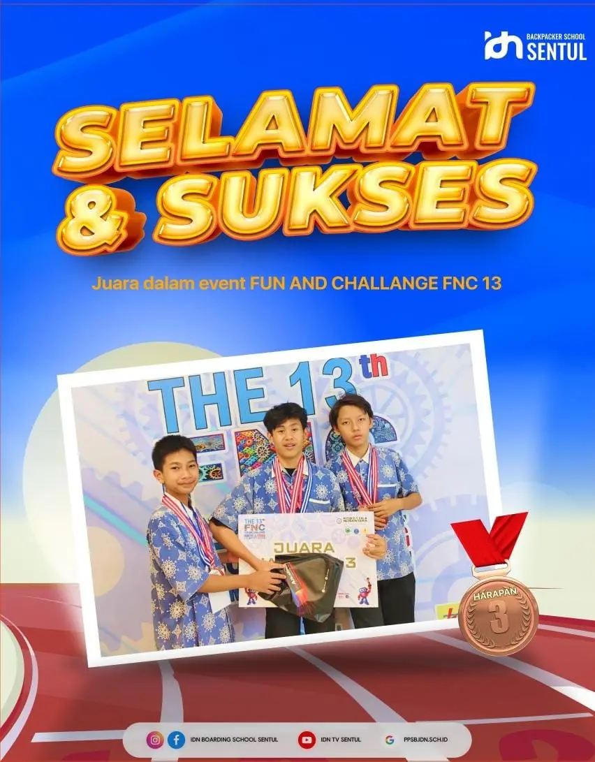 Santri IDN Backpacker School meraih Juara Harapan 3 Lomba Innovation Creative FNC 13