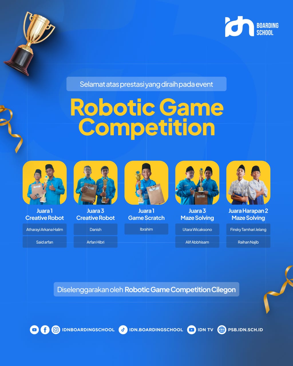 Tim santri IDN Jonggol raih juara dalam lomba robotic games tingkat nasional