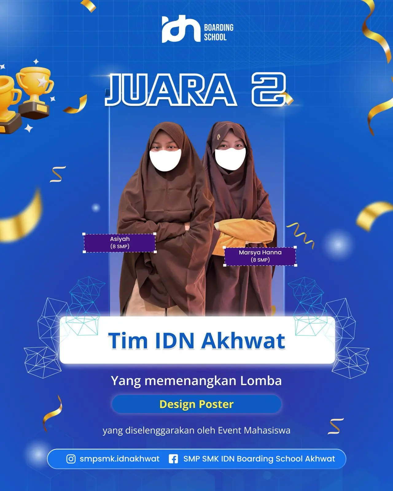 Marsya Hanna Faradisa dan Asiyah raih Juara 2 Lomba Desain Poster Nasional