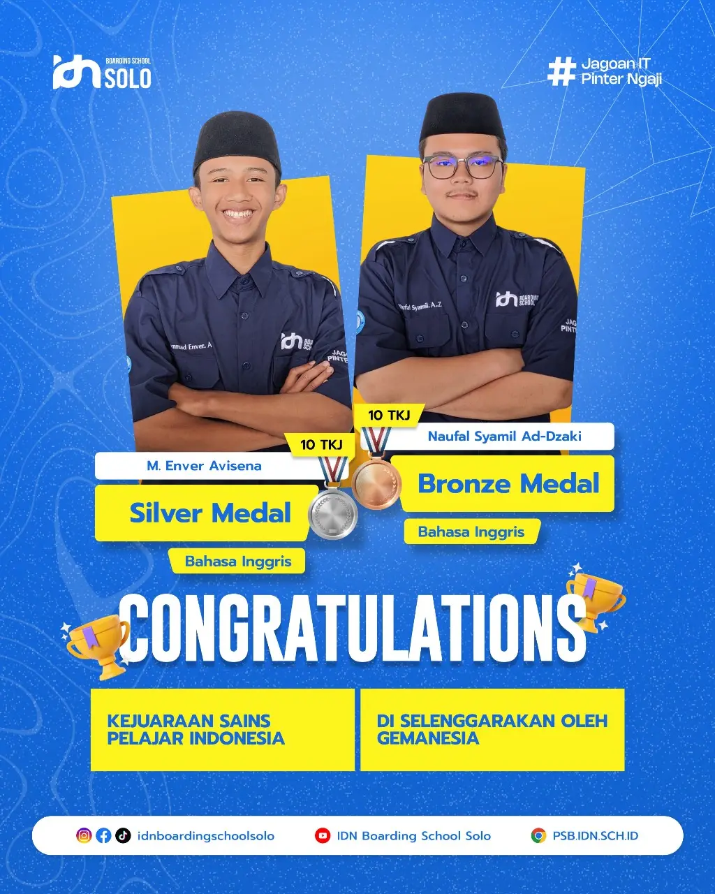 Santri SMK IDN Solo meraih medali perak dan perunggu di Kejuaraan Sains Pelajar Indonesia 2025