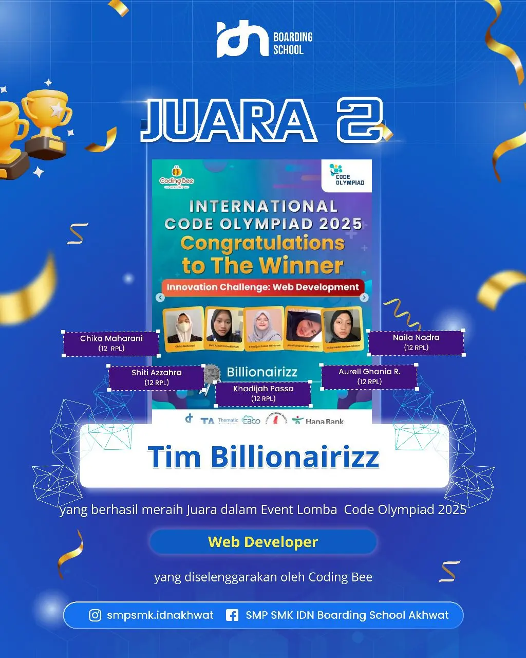 Santri Akhwat IDN meraih Juara 2 dalam International Code Olympiad 2025