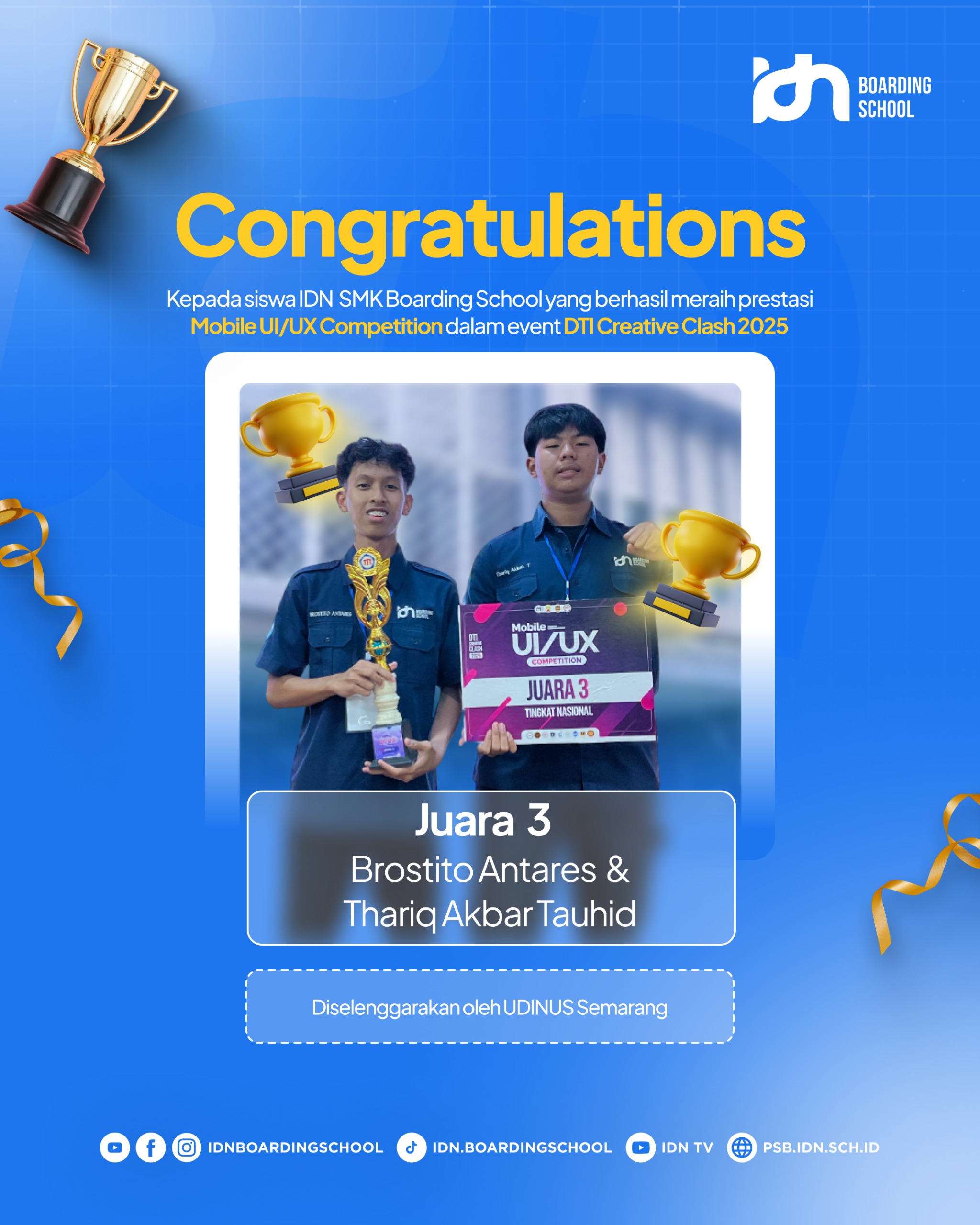 Thariq dan Brostito raih Juara 3 Mobile UI/UX Competition di UDINUS Semarang