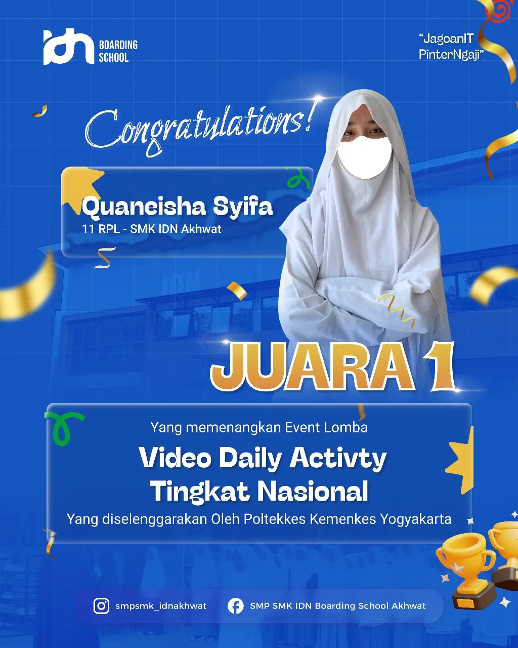 Santri SMK IDN Boarding School Akhwat Juara 1 Jenius Medlab Competition 2025