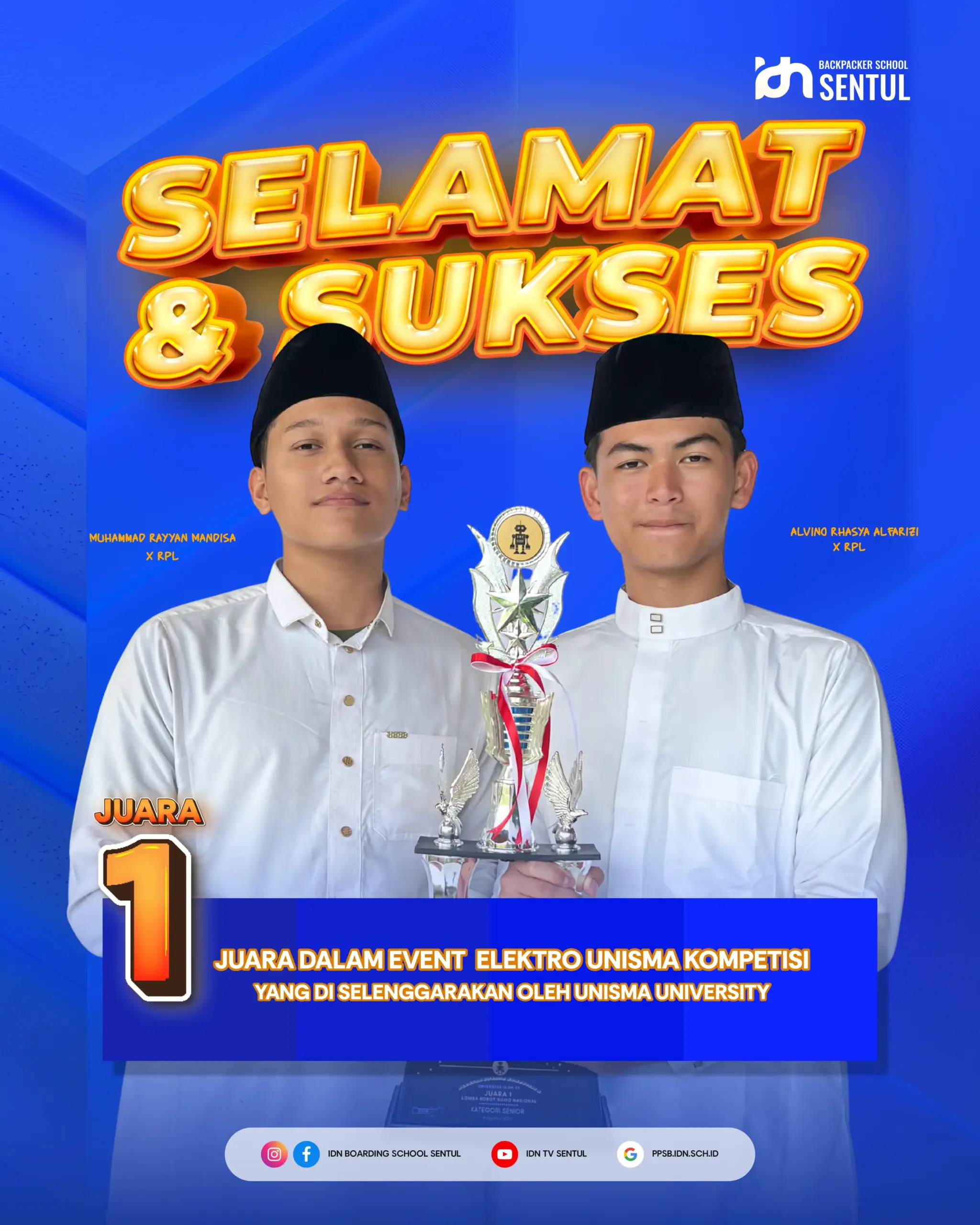 Santri SMK IDN juara 1 lomba robot sumo tingkat nasional