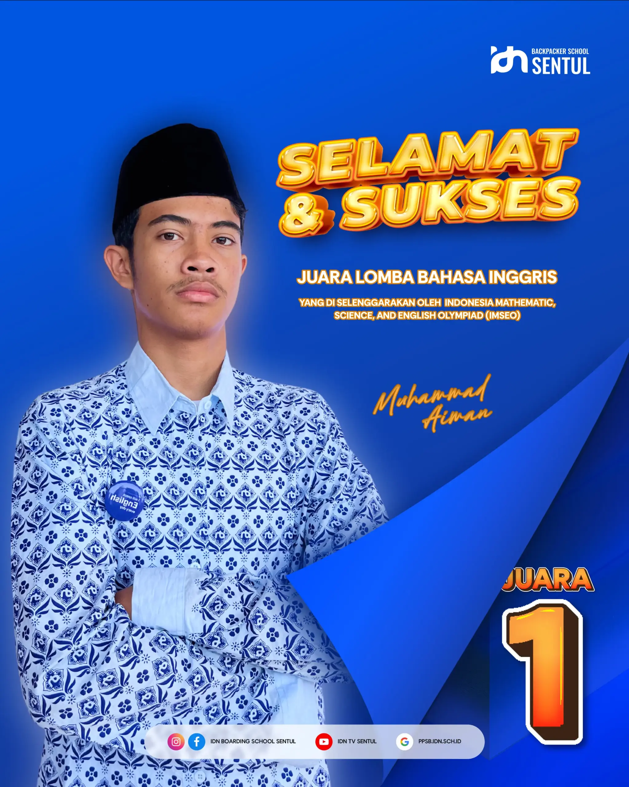 Santri SMK IDN Backpacker School Sentul Bogor raih emas Olimpiade Bahasa Inggris