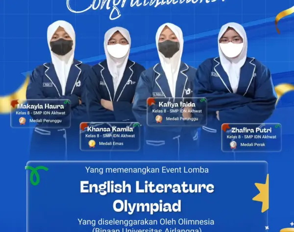 Santri SMP IDN Boarding School Islami Terbaik raih medali English Literature Olympiad Nasional 2025