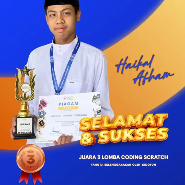 Santri SMP IDN Backpacker School Juara 3 Coding Scratch Kidofun Competition