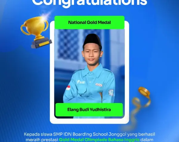 Elang Budi Yudhistira santri SMP IDN Jonggol raih Medali Emas Olimpiade Bahasa Inggris POSN