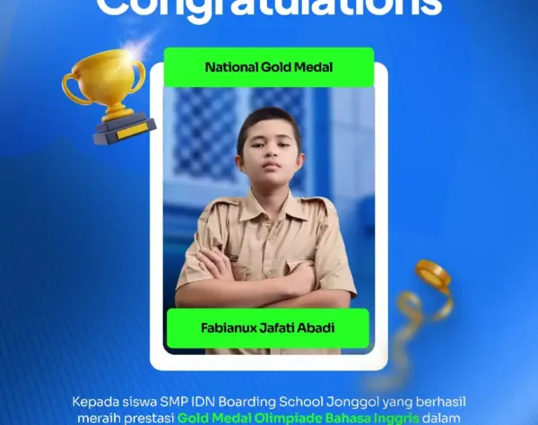 Santri SMP IDN Boarding School Jonggol Fabianux Jafati Abadi Juara Olimpiade Bahasa Inggris POSN
