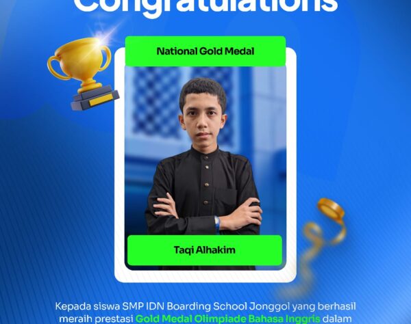 Santri SMP IDN Boarding School Jonggol Juara 1 Olimpiade Bahasa Inggris POSN