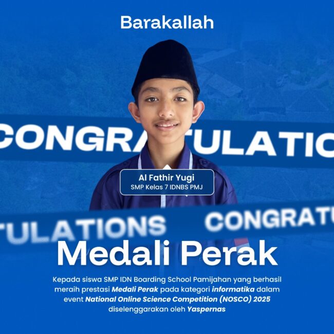 Santri SMP IDN Boarding School Pamijahan Juara 2 Informatika NOSCO 2025