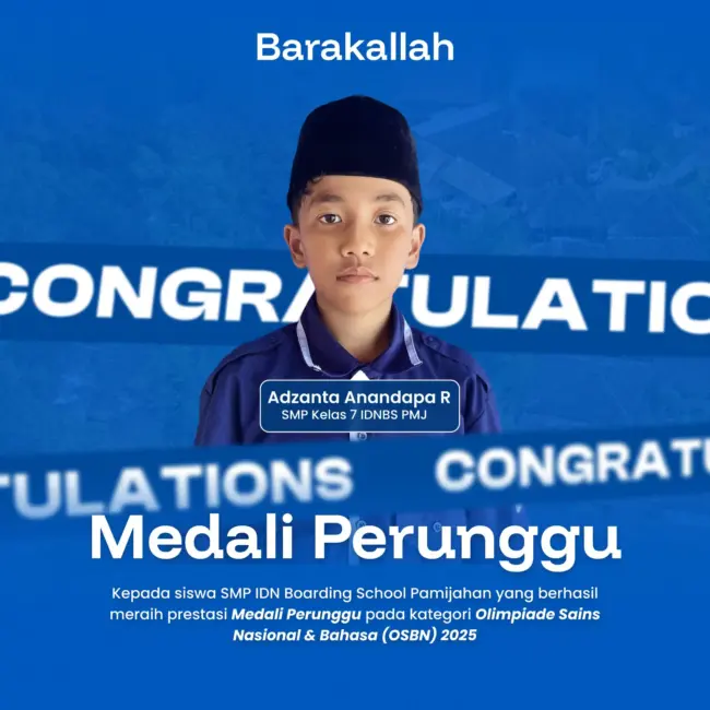 Santri SMP IDN Pamijahan meraih Medali Perunggu OSBN bidang Informatika