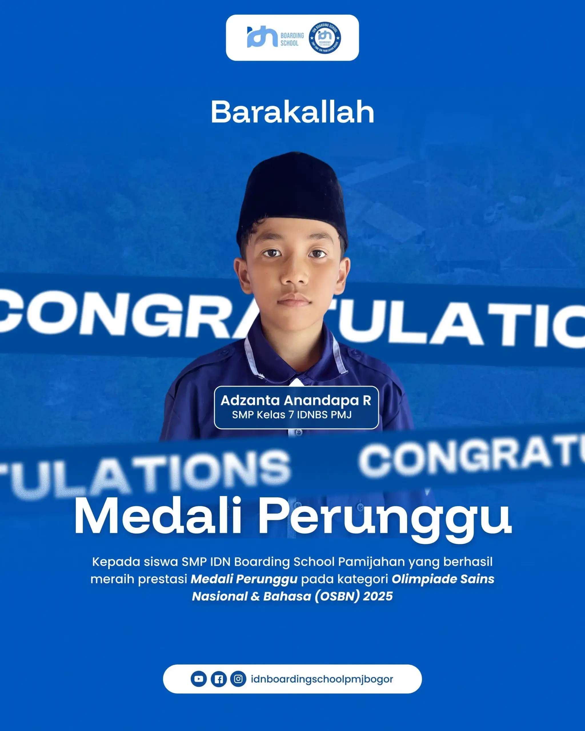 Santri SMP IDN Pamijahan meraih Medali Perunggu OSBN bidang Informatika