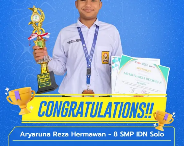 Aryaruna Reza Hermawan santri SMP IDN Solo Juara 3 Coding Scratch Hubbul Khoir Fest 2025