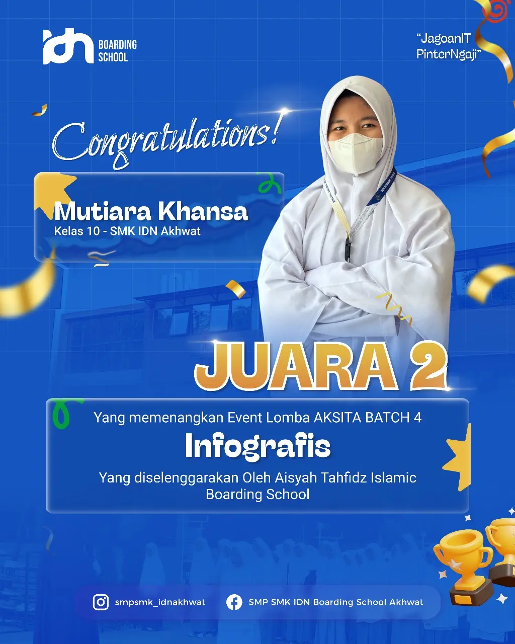 Santri SMK IDN Boarding School Akhwat Juara 2 Infografis AKSITA Batch 4
