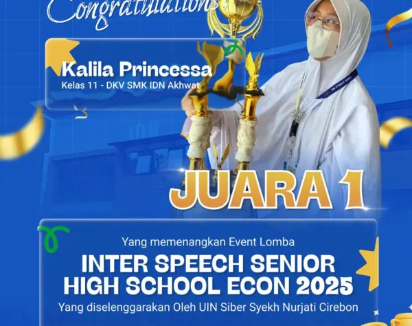 Santri akhwat SMK IDN Boarding School Juara 1 Speech Contest UIN Siber Syekh Nurjati Cirebon