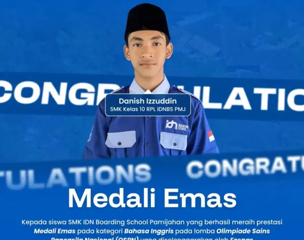 Santri SMK IDN Boarding School Pamijahan Medali Emas Bahasa Inggris