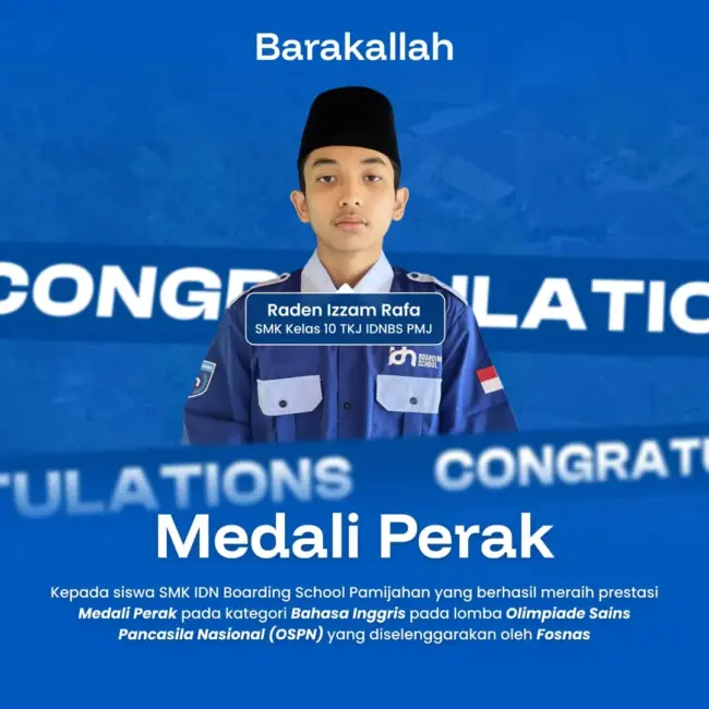 Santri SMK IDN Boarding School Pamijahan raih Medali Perak Bahasa Inggris