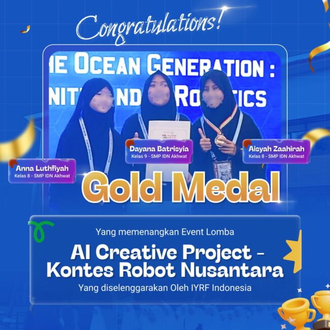 Santri SMP IDN Akhwat raih Gold Medal AI Creative Project di Kontes Robot Nusantara