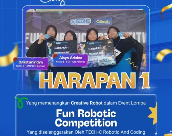 Aisya Adnina dan Calistanindya SMP IDN Akhwat Harapan 1 Creative Robot Fun Robotic Competition