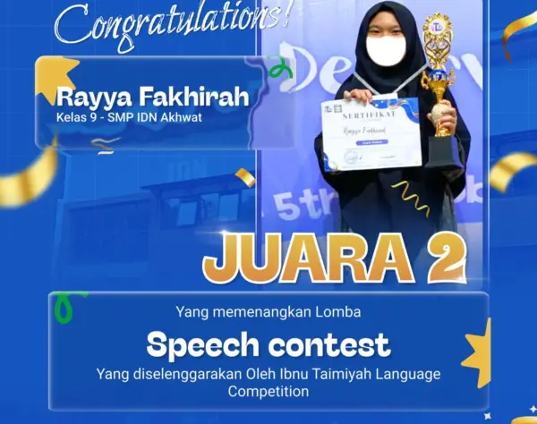 Santri akhwat SMP IDN Pamijahan raih Juara Speech Contest Ibnu Taimiyah Language Competition