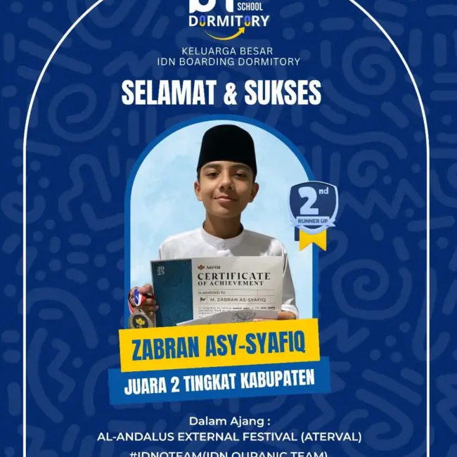 Zabran Asy-Syafiq SMP IDN Jonggol Juara 2 MTQ Tingkat Kabupaten