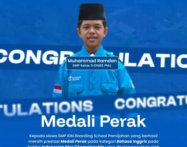 Muhammad Ramdan Yunus SMP IDN Pamijahan Medali Perak Bahasa Inggris