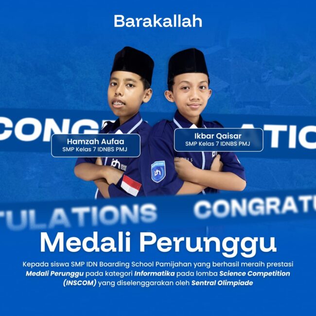 Santri SMP IDN Pamijahan meraih Medali Perunggu Informatika di Science Competition 2025