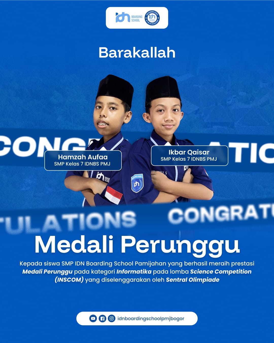 Santri SMP IDN Pamijahan meraih Medali Perunggu Informatika di Science Competition 2025