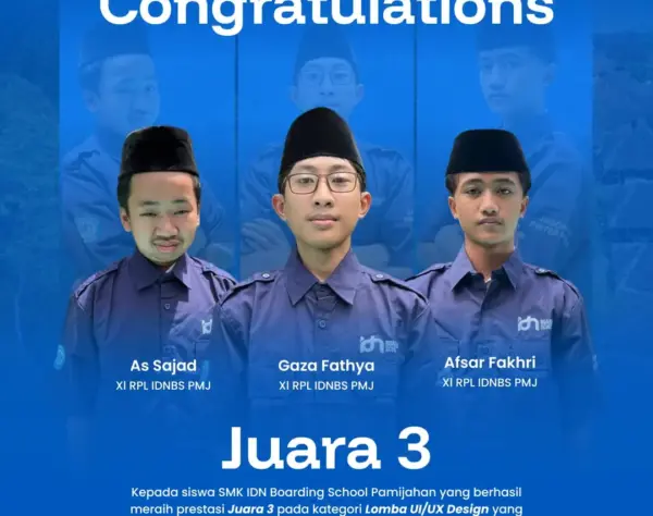 Santri SMK IDN Pamijahan meraih Juara 3 kategori UI/UX pada FUSE 2025