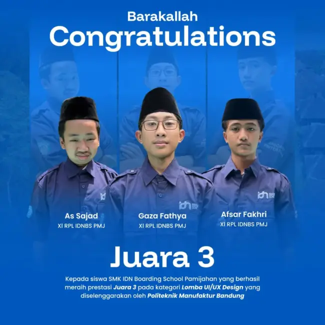 Santri SMK IDN Pamijahan meraih Juara 3 kategori UI/UX pada FUSE 2025