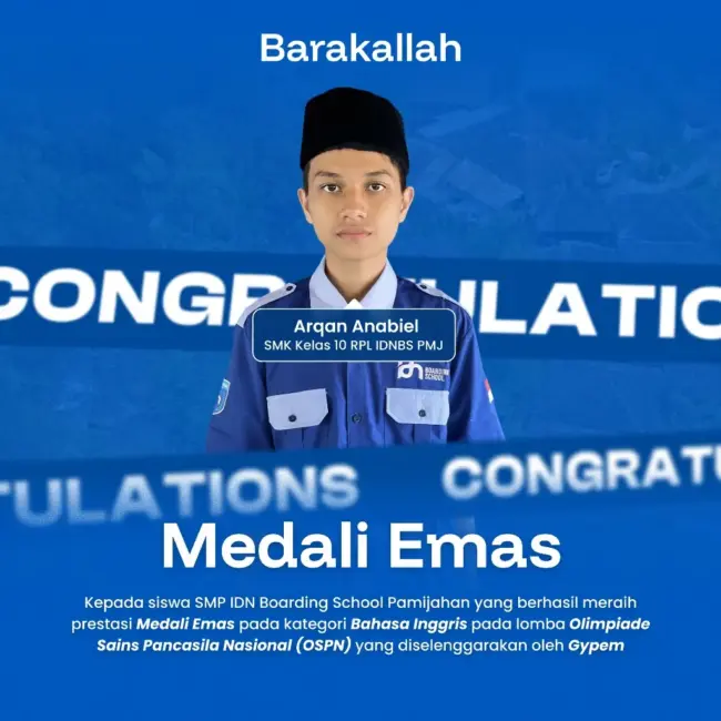 Santri SMK IDN Pamijahan meraih Medali Emas Bahasa Inggris dalam ajang OSPN 2025