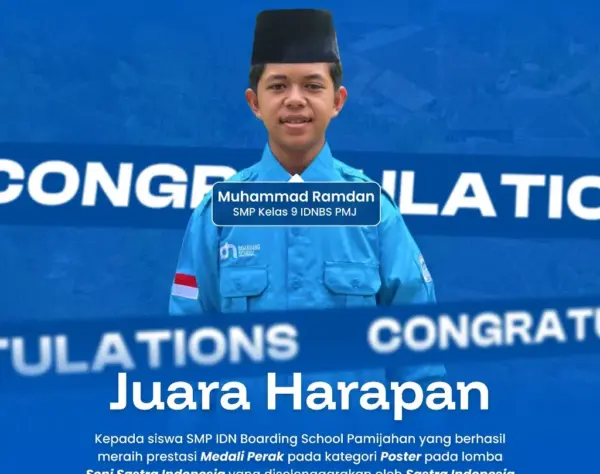Santri SMP IDN Pamijahan meraih Juara Harapan lomba poster dalam Lomba Seni Sastra Indonesia