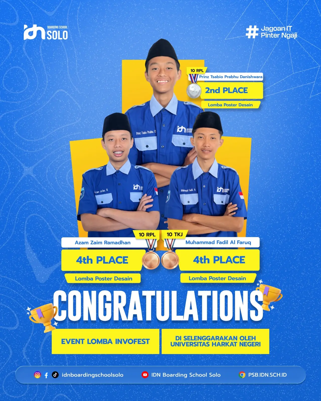 Santri SMK IDN Solo meraih Juara 2 dan 4 Poster Design INVOFEST
