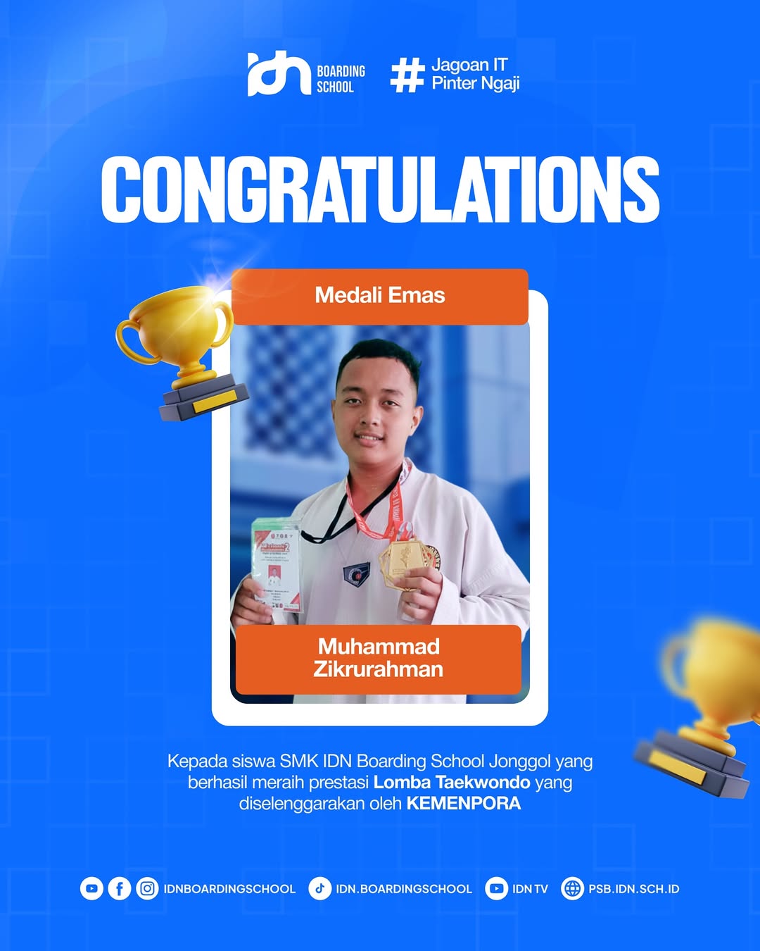 zikrurahman juara taekwondo kemenpora 2025