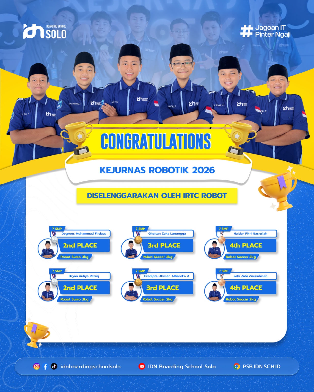 IDN Boarding School juara kejurnas robotik 2026