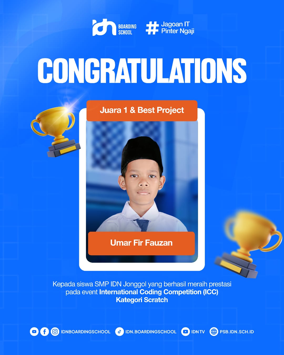 siswa smp idn umar fir fauzan juara coding internasional