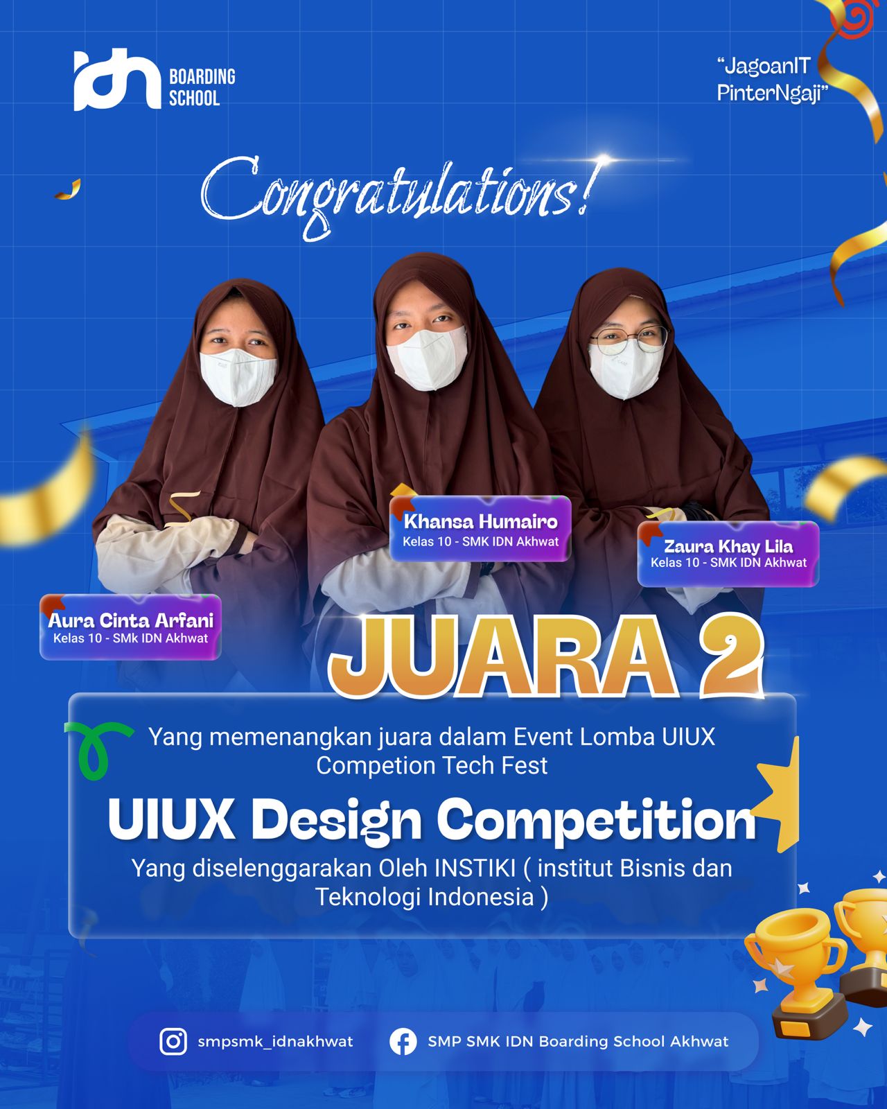 Siswi IDN Akhwat juara 2 Kompetisi UI/UX Nasional