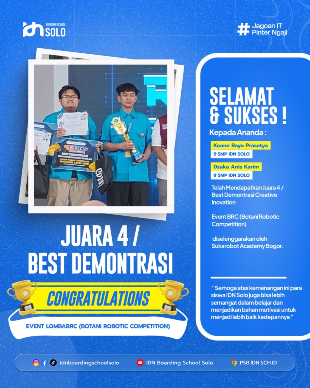 SMP IDN Solo Juara di BRC Bogor 2026