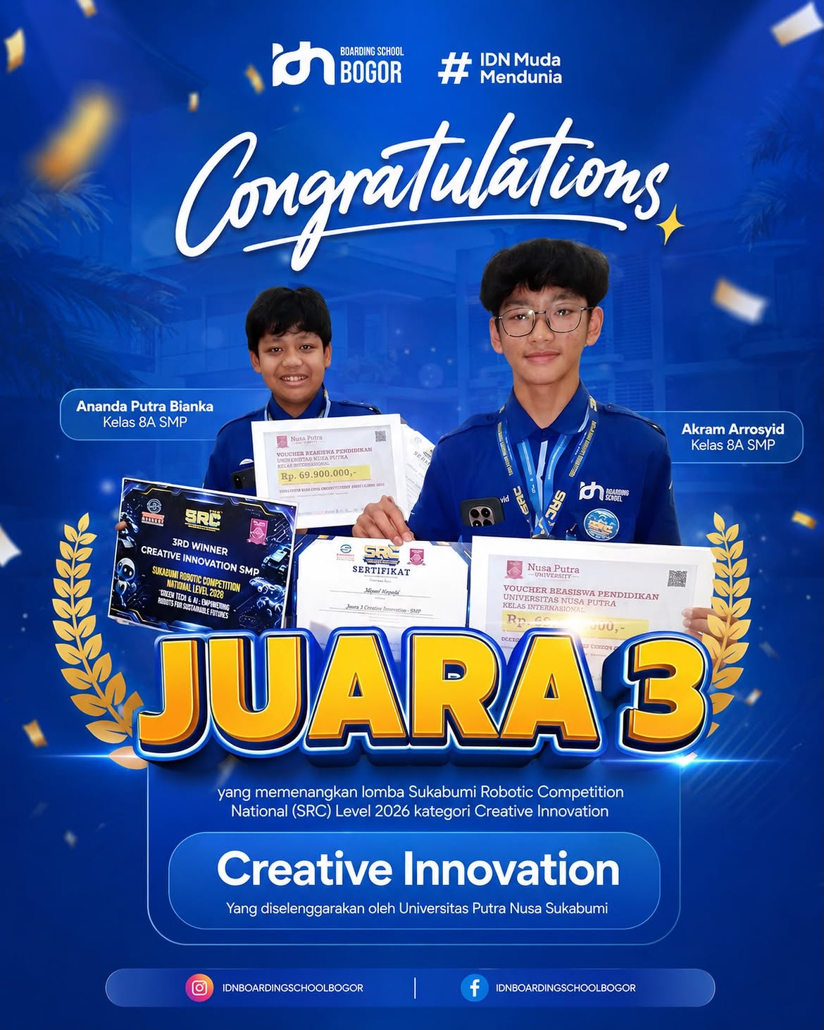 sekolah idn bogor juara robotik dan ai raih beasiswa